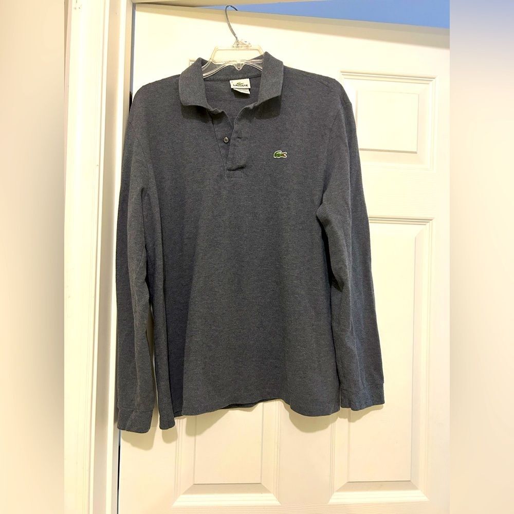 Lacoste mens Gray Long Sleeve Polo Shirt